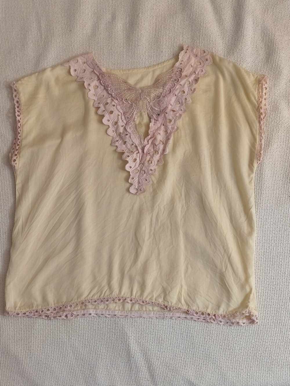 Ivory Butterfly Embroidered Top